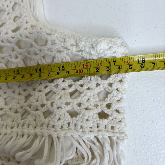 Belle Badgley Mischka Crochet Lace Sleeveless Maxi Chiffon Ivory Dress 10 FLAWS - Picture 11 of 15